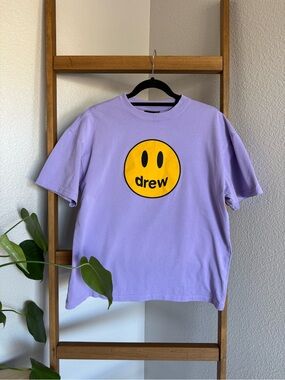 drew house Lavender Tee with Yellow Smiley Logo